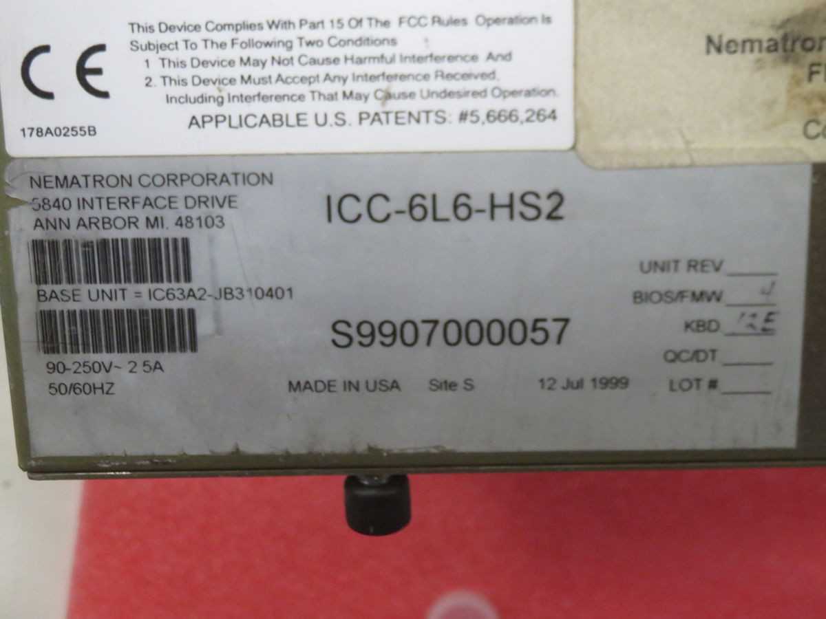 NEMATRON ICC-6L6-HS2 IC63A2-JB310401, CONTROL PANELS INTERFACES, 12.1 INCH TOUCH DISPLAY - OPERATOR INTERFACE PANELS