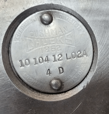 CUSHMAN 12" 3-JAW LATHE CHUCK, 3" CENTER HOLE ID, L2 MOUNT - MACHINE TOOLING