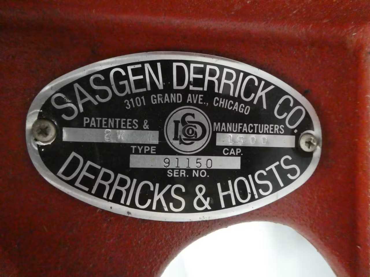 SKU 1761412 - SASGEN DERRICK 2W 1500LB HAND WINCH - WINCHES