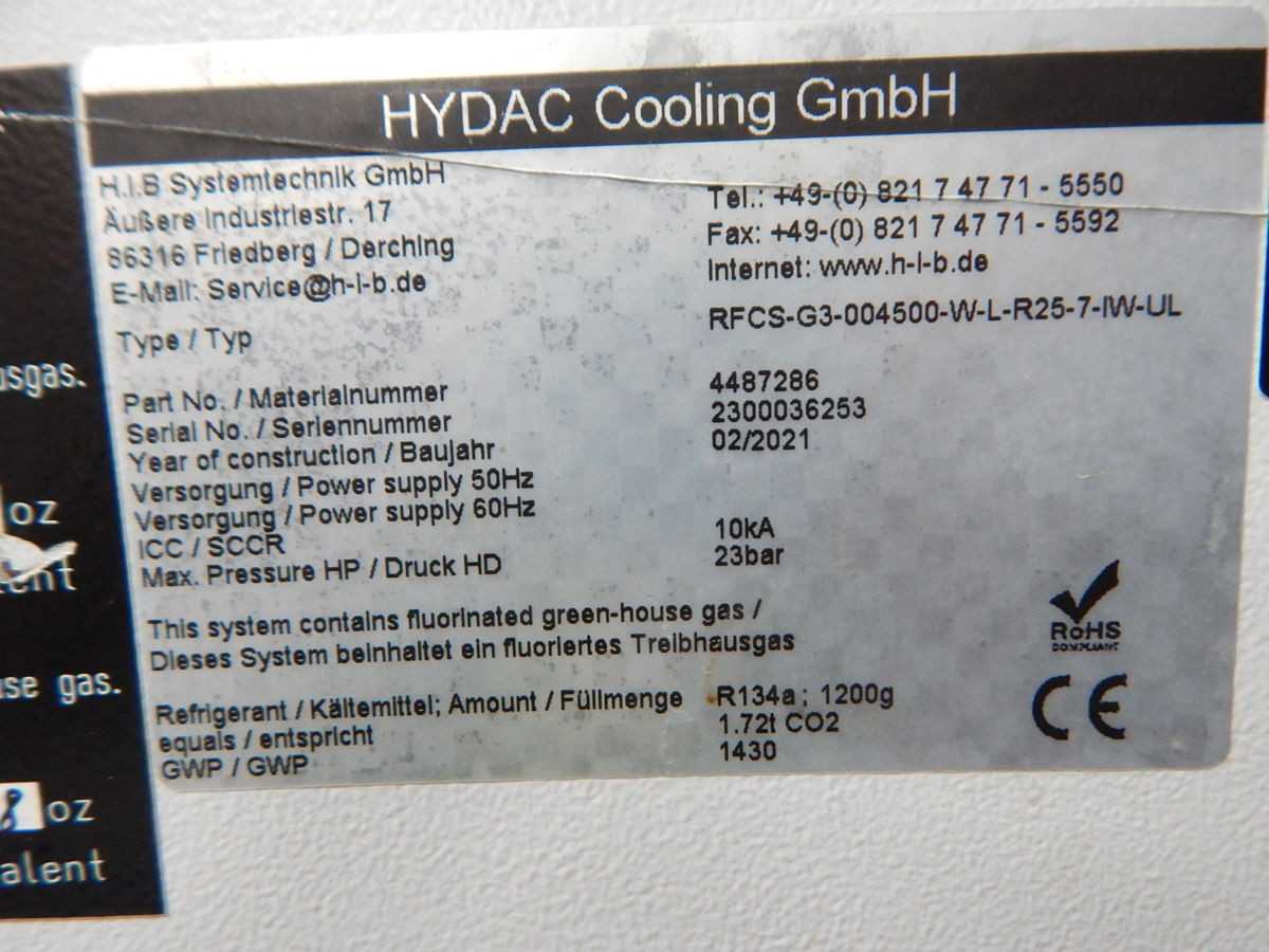 H.I.B. SYSTEMTECHNIK RFCS-G3-004500-W-L-R25-7-IW-UL REFRIGERATED FLUID CHILLER SYSTEM 400VAC - CHILLERS