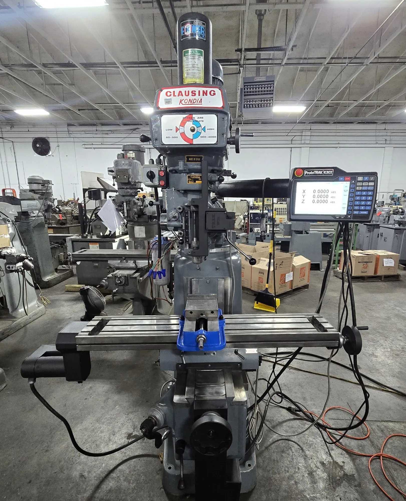 2023(CNC) CLAUSING KONDIA FV-1 VERTICAL KNEE MILL 9"X48" 3HP 4000RPM PROTOTRAK KMX - VERTICAL MILLING MACHINES