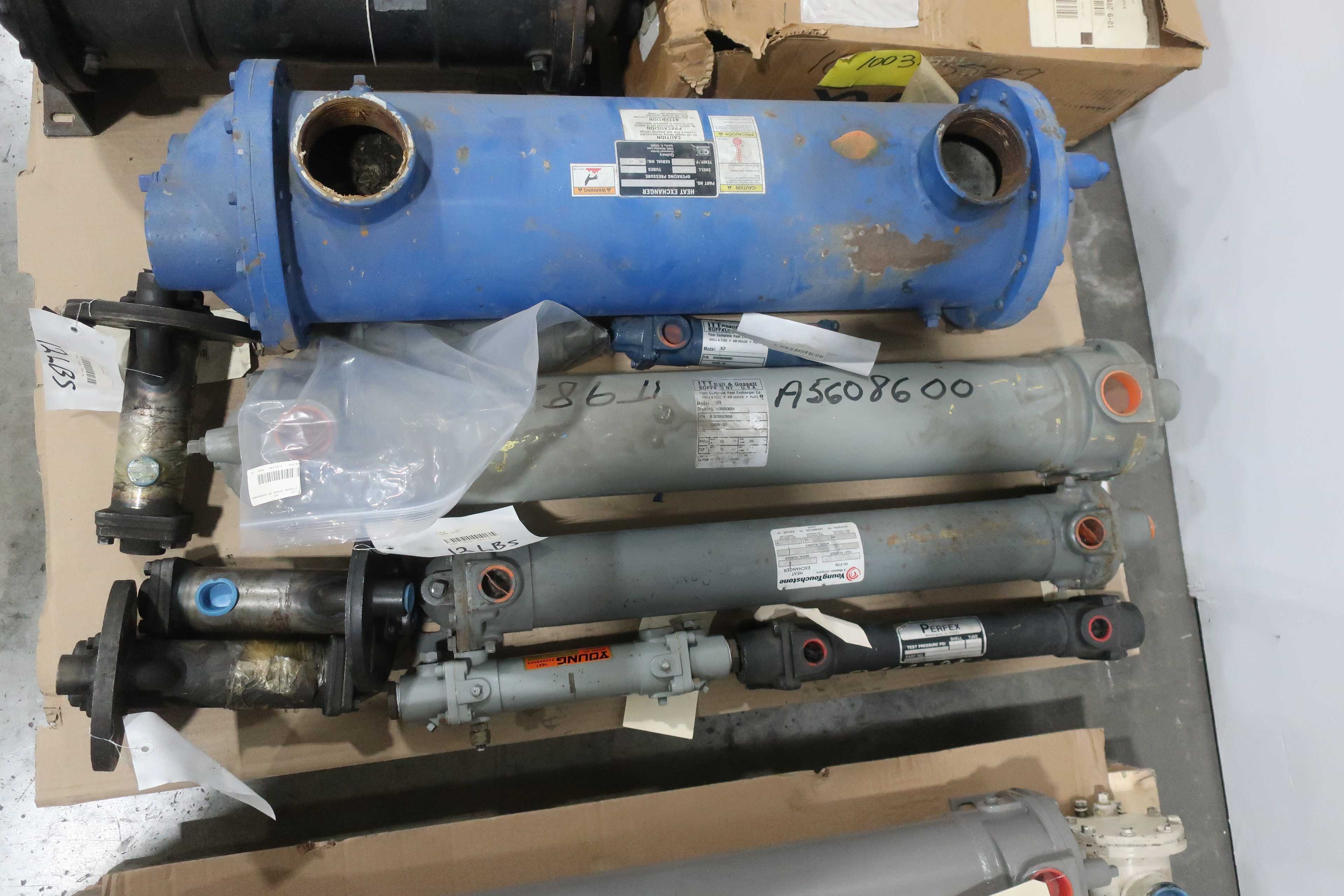 SKU 1734655 - 3 PALLETS OF ASSORTED SHELL AND TUBE HEAT EXCHANGERS THERMAL TRANSFER - HEAT EXCHANGERS