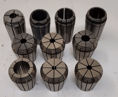 ERICKSON COLLETS - SET OF 10, VARIOUS SIZES: 7/32IN, 5/16IN, 1/4IN, 1IN, 29/64, 1/2IN, ETC. - MACHINE TOOLING
