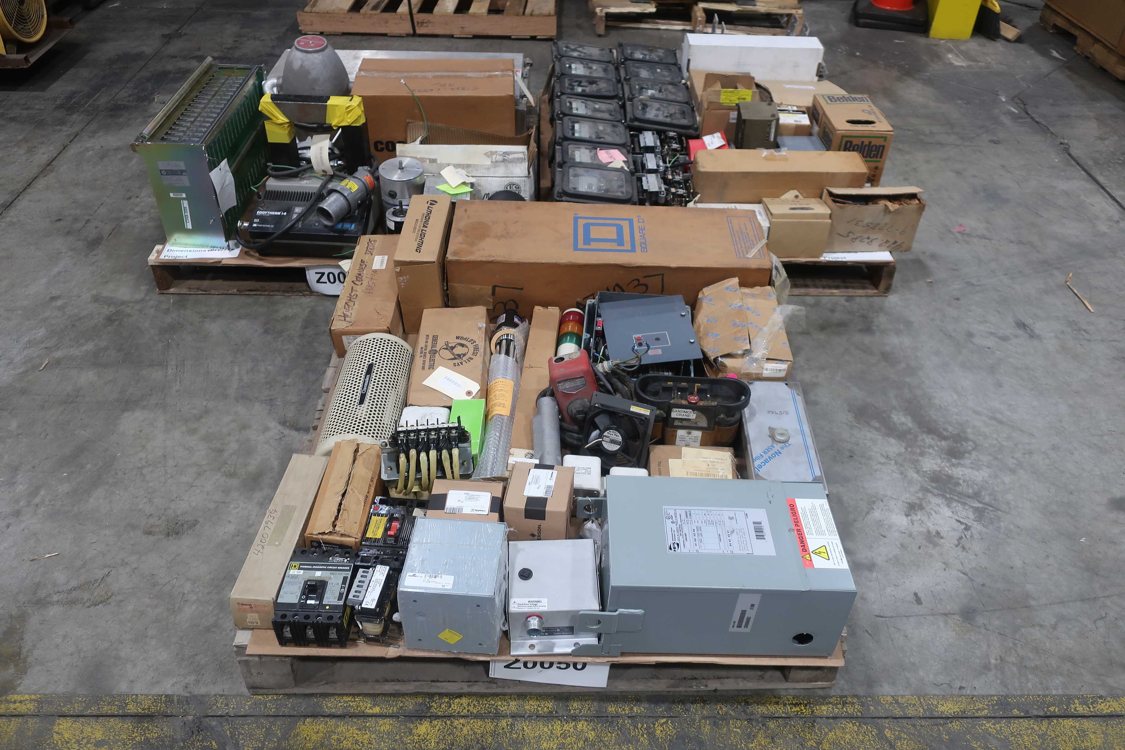 3 PALLETS OF ASSORTED ELECTRICAL CONTROLS - ELECTRICAL PARTS
