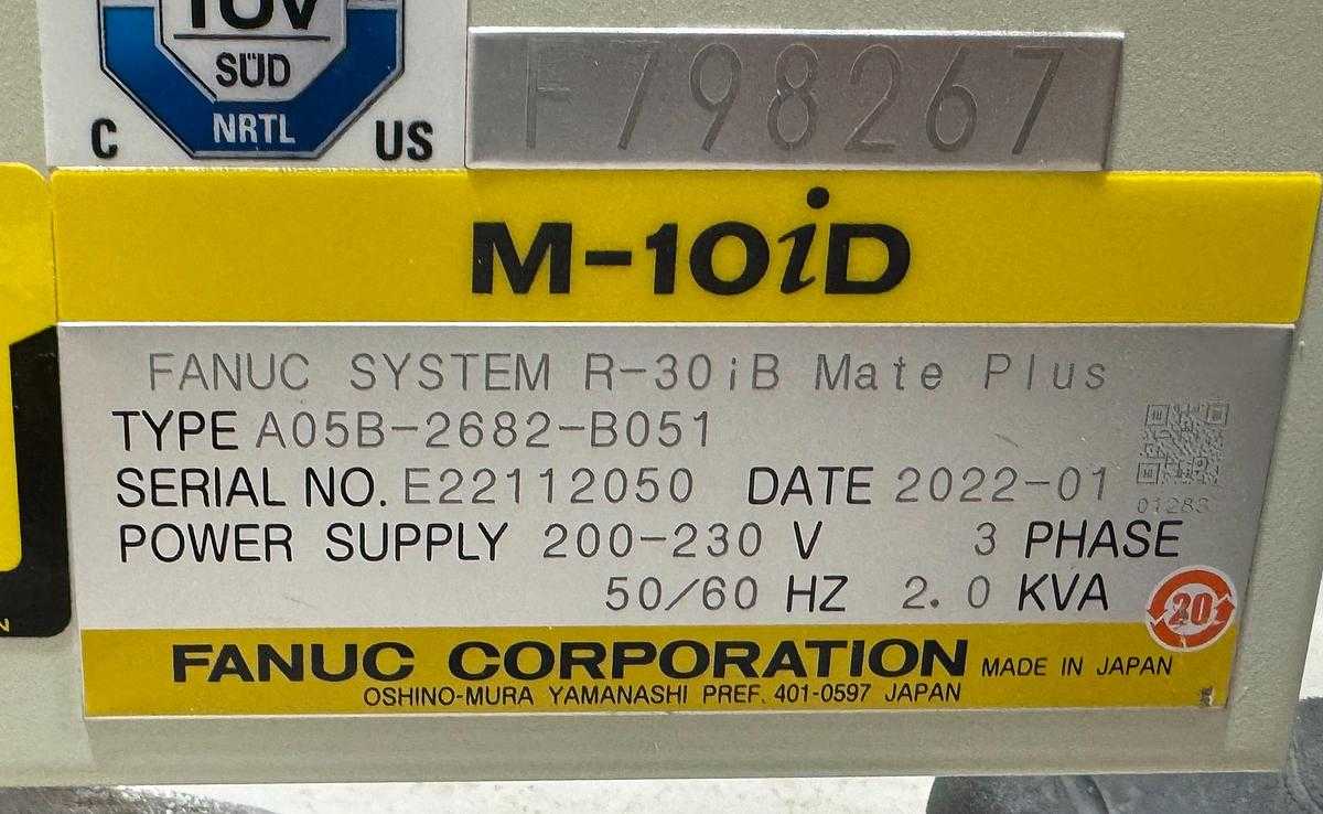 2022 FANUC M-10ID/12 ARTICULATED ROBOT, 12KG PAYLOAD, 1441MM REACH, R-30IB PLUS CONTROL - ARTICULATED ROBOTS