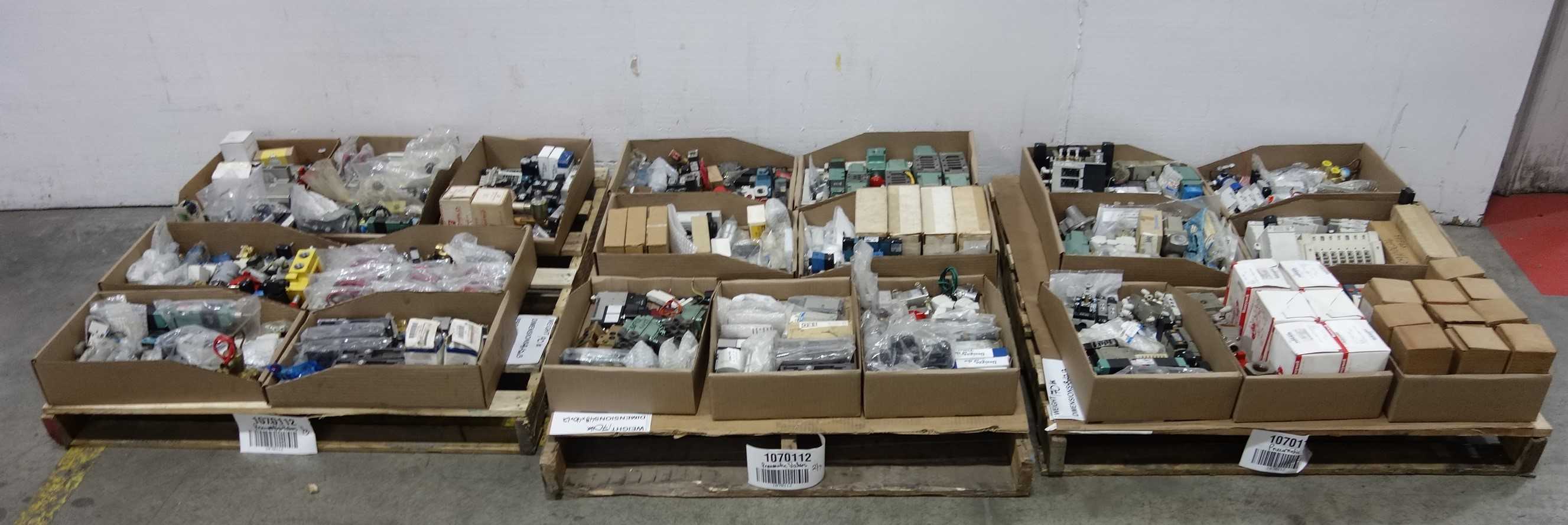 3 PALLETS OF ASSORTED PNEUMATIC VALVES - PNEUMATIC VALVE