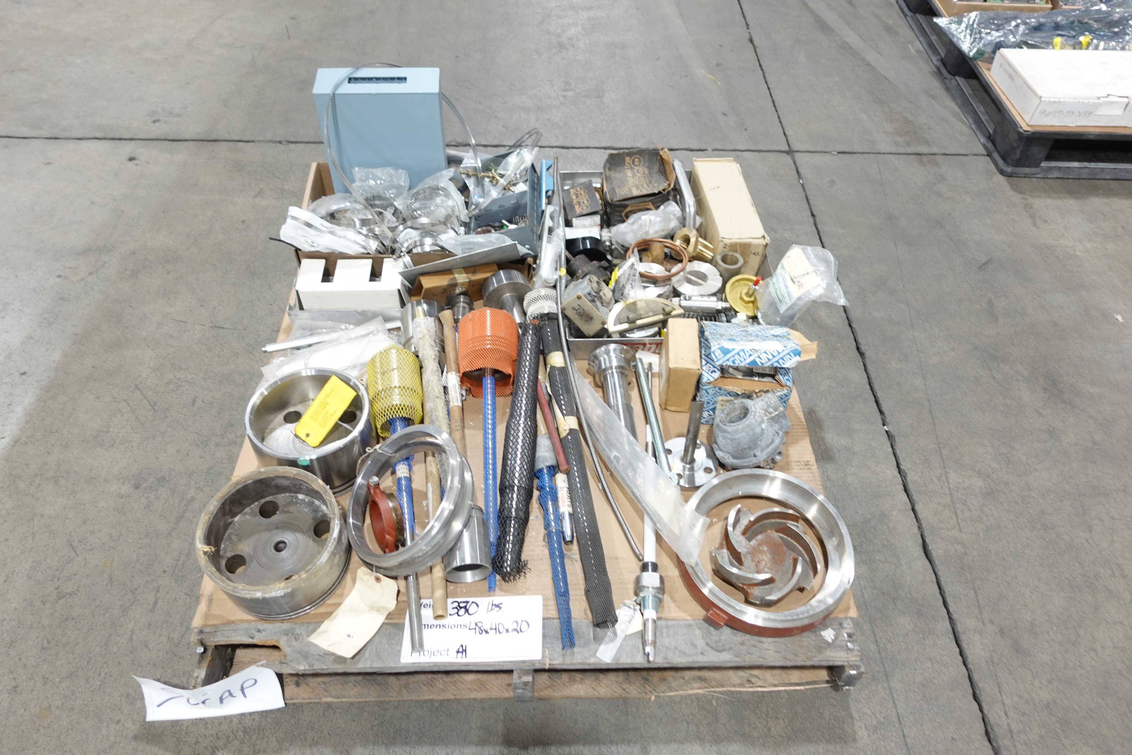 LOT OF SCRAP METAL, 380 LBS (WEIGHT INCLUDES PALLET) - MISCELLANEOUS