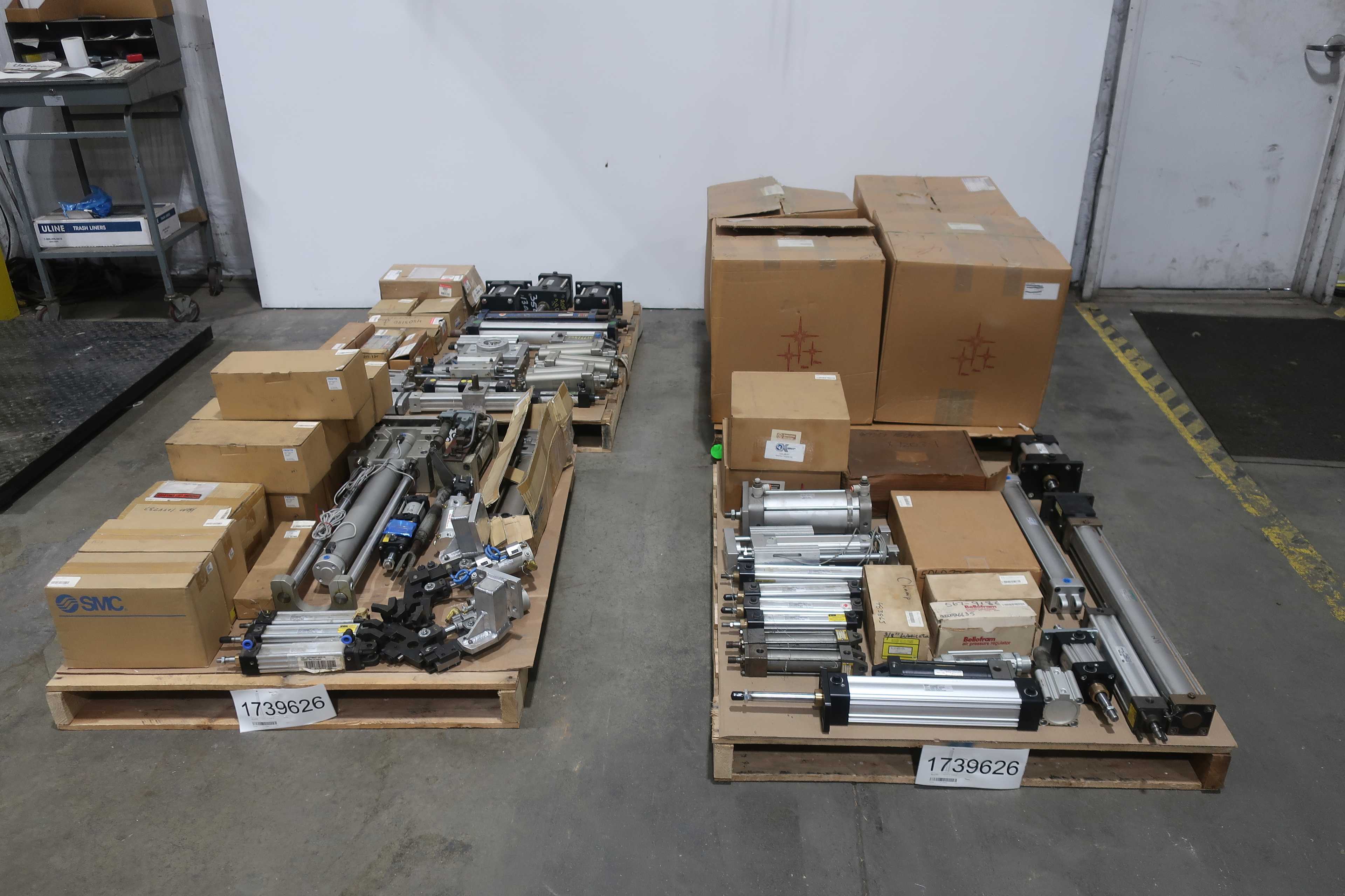 SKU 1739626 - 4 PALLETS OF ASSORTED PNEUMATICS - PNEUMATIC PARTS