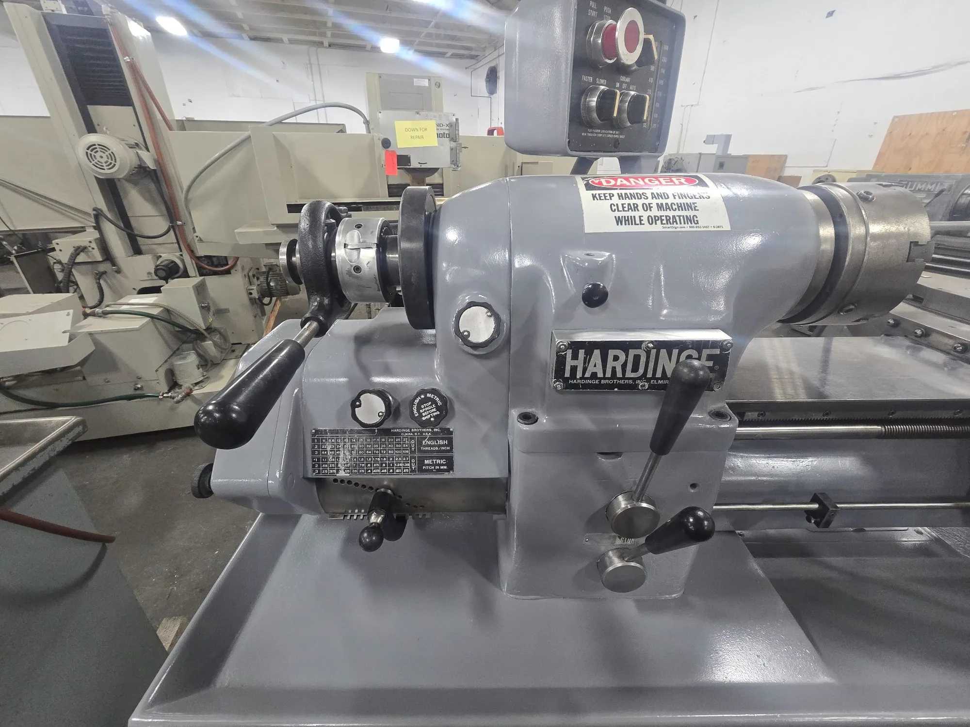 HARDINGE HLV-H-EM TOOL ROOM LATHE, 11" SWING, 18" CENTERS, 3000 RPM MAX. - MANUAL LATHES