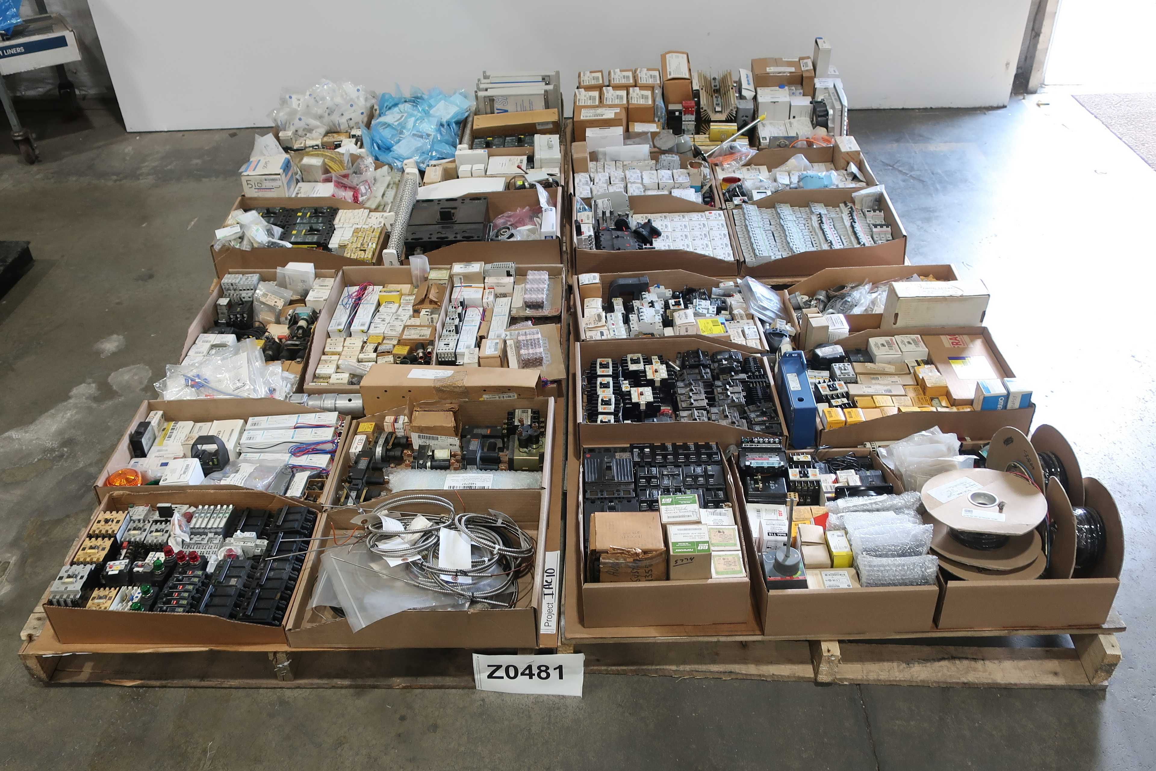 4 PALLETS OF ASSORTED ELECTRICAL - ELECTRONIC COMPONENTS
