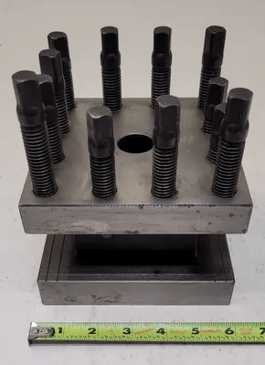 LATHE TOOL POST HOLDER BASE DIM: 4IN H X 6IN W X 6IN L, 2IN GAP, 1IN THICKNESS - MACHINE TOOLING