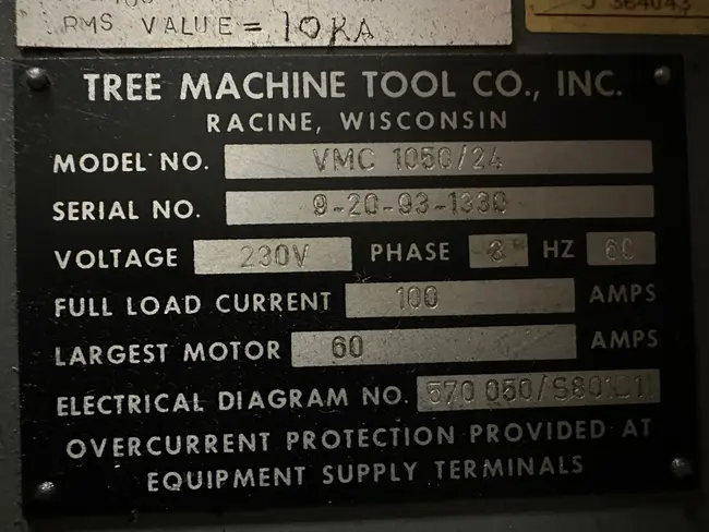 1993 TREE VMC 1050/24 VERTICAL MACHINING CENTER - undefined