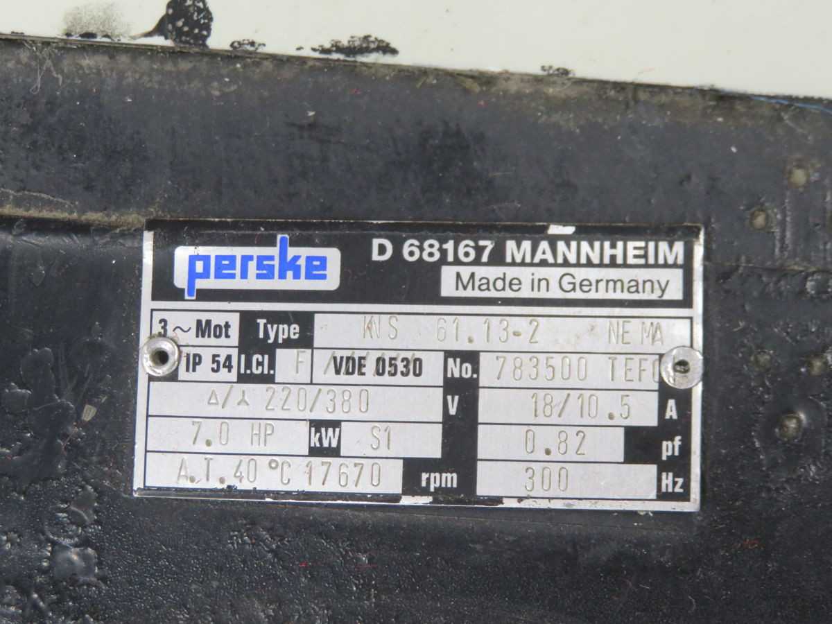 PERSKE 61.13-2 SPINDLE MOTOR, 5.2 KW POWER, 18000 RPM SPEED, 300 HZ FREQUENCY, 220/380 VAC VOLTAGE - AC MOTOR