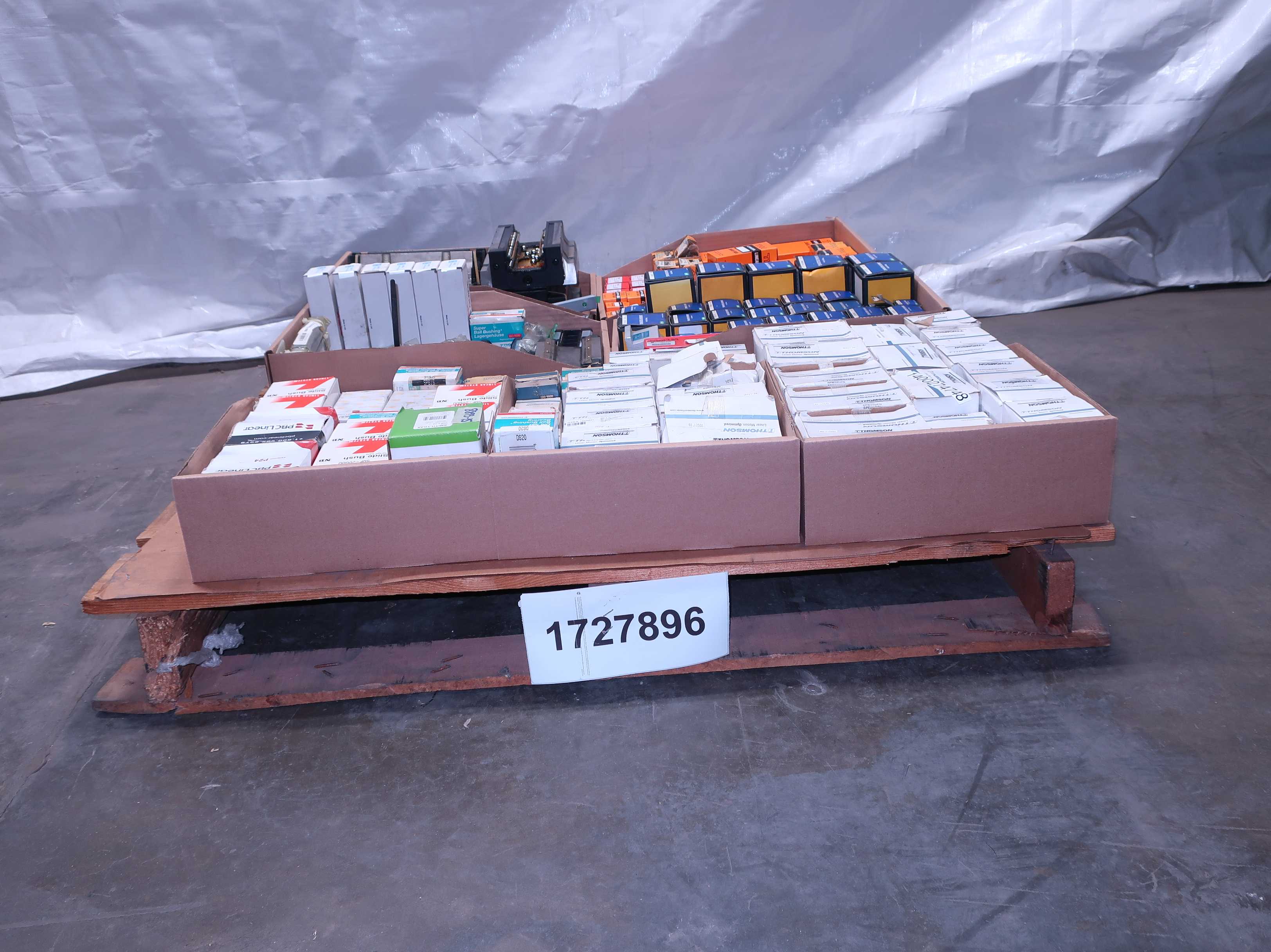 SKU 1727896 - PALLET OF ASSORTED LINEAR BEARINGS, THOMSON. THK, PBC LINEAR, NSK, MISUMI, INA