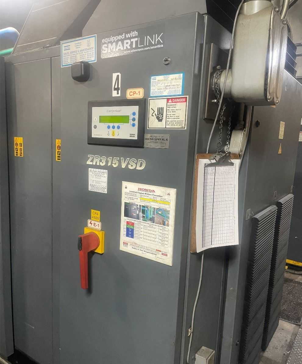 2003 ATLAS COPCO ZR 315 VSD STATIONARY AIR COMPRESSOR WITH DRYER - STATIONARY AIR COMPRESSOR