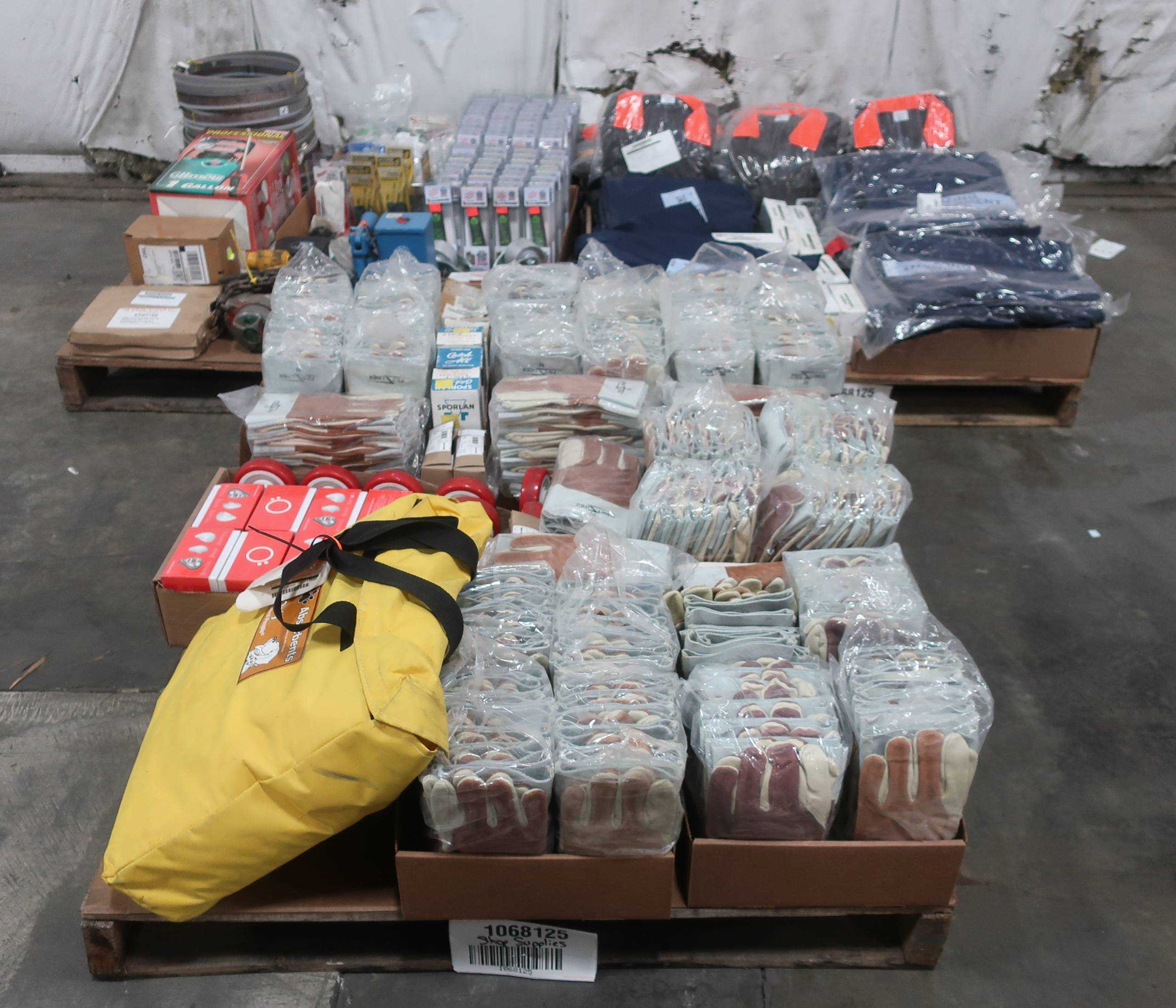 3 PALLETS OF ASSORTED SHOP SUPPLIES AND PPE - PPE