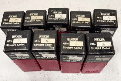 NIKKEN KM1 1/4 STRAIGHT COLLETS SET, 9 INCH SIZES: 1" TO 3/16" - MACHINE TOOLING