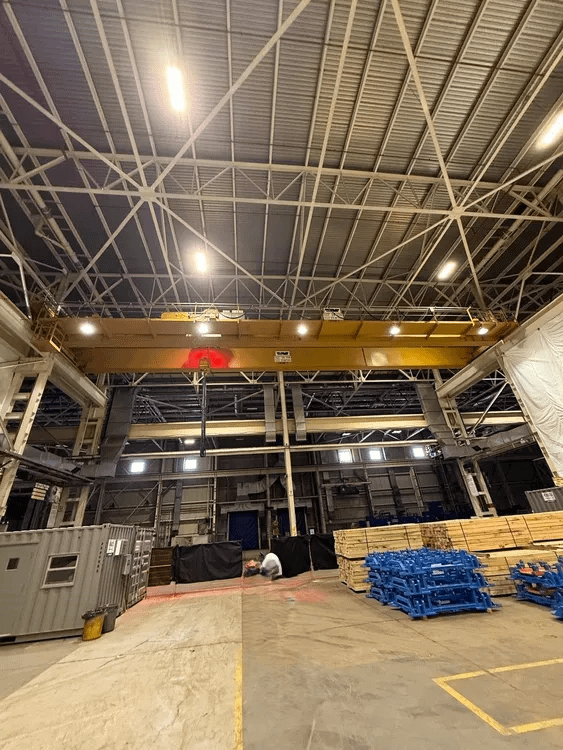 BRADLEY BRIDGE CRANES, 28 TON DOUBLE GIRDER WITH HOIST, 91’ SPAN - BRIDGE CRANE