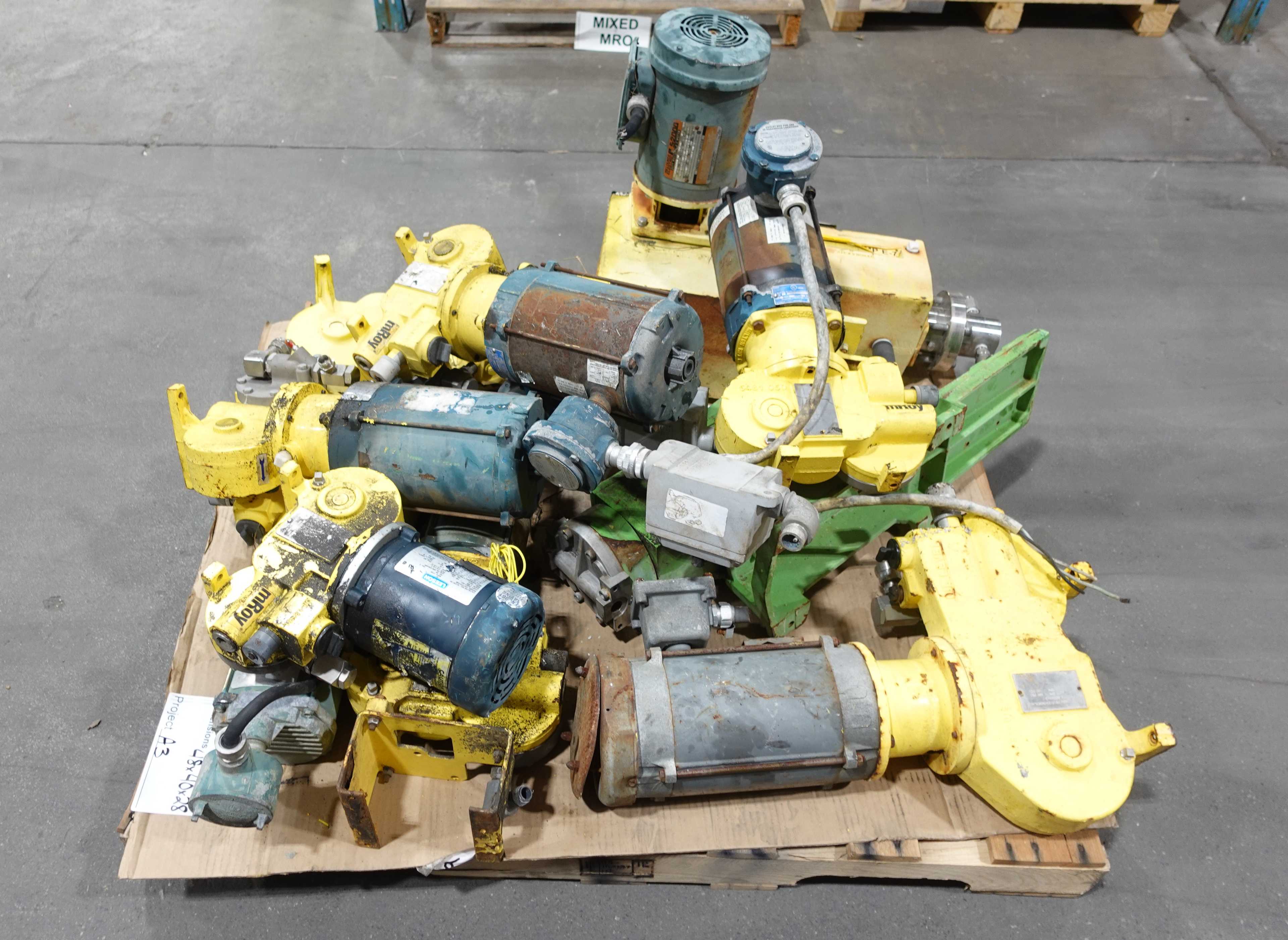PALLET OF ASSORTED METERING PUMPS, MILTON ROY, PULSAFEEDER - METERING PUMP