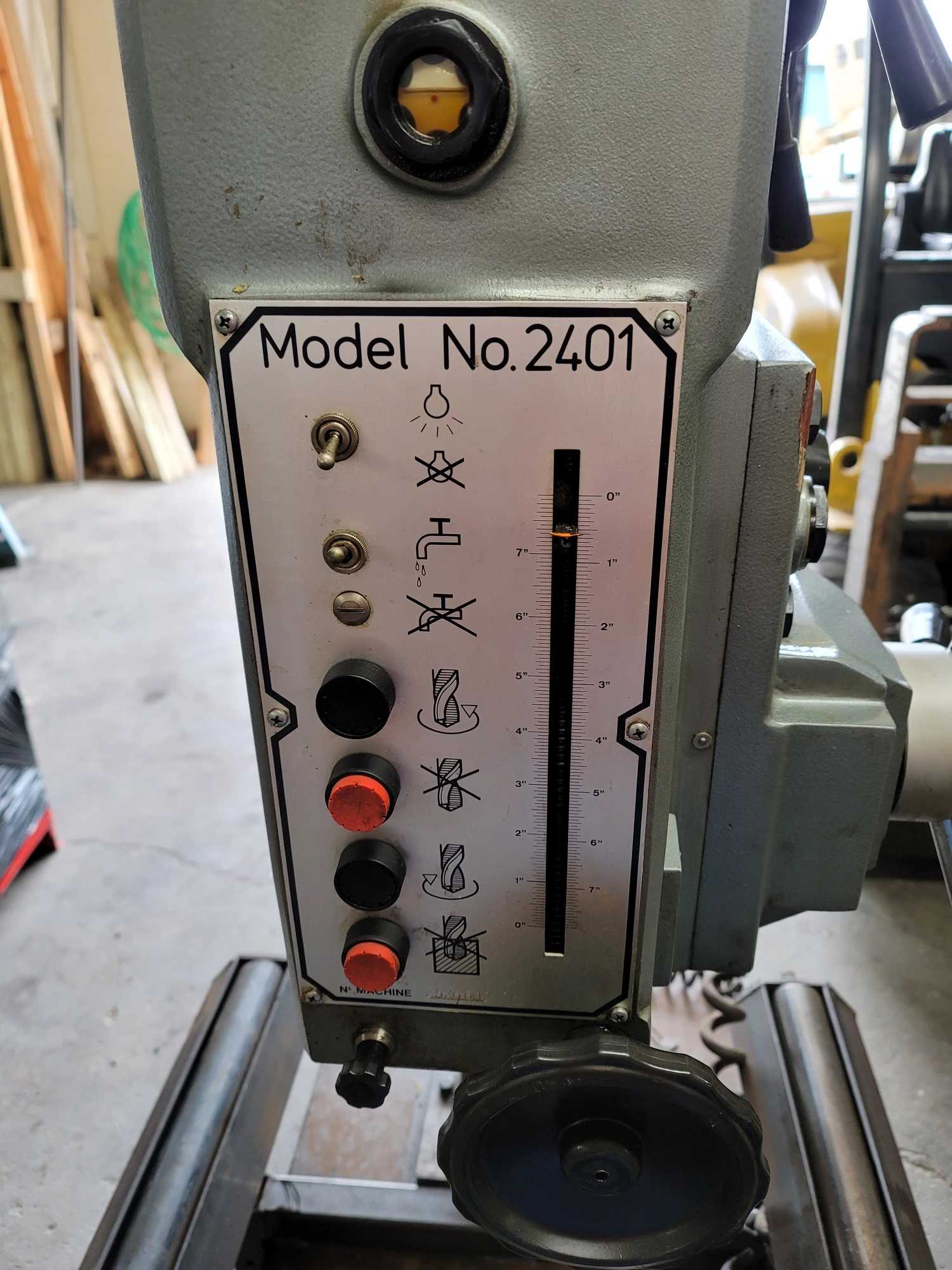 WILTON 2401 GEARED HEAD DRILL PRESS W/ POWERED DOWN FEED & CUSTOM TABLE W/ ROLLERS - UPRIGHT DRILL PRESSES