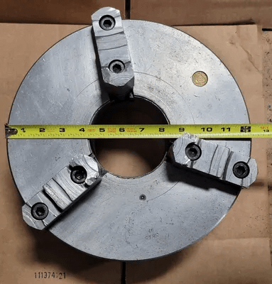 BISON 3 JAW CHUCK W/ D1-8 BACKPLATE, 12” DIAMETER, 3 JAWS - MACHINE TOOLING