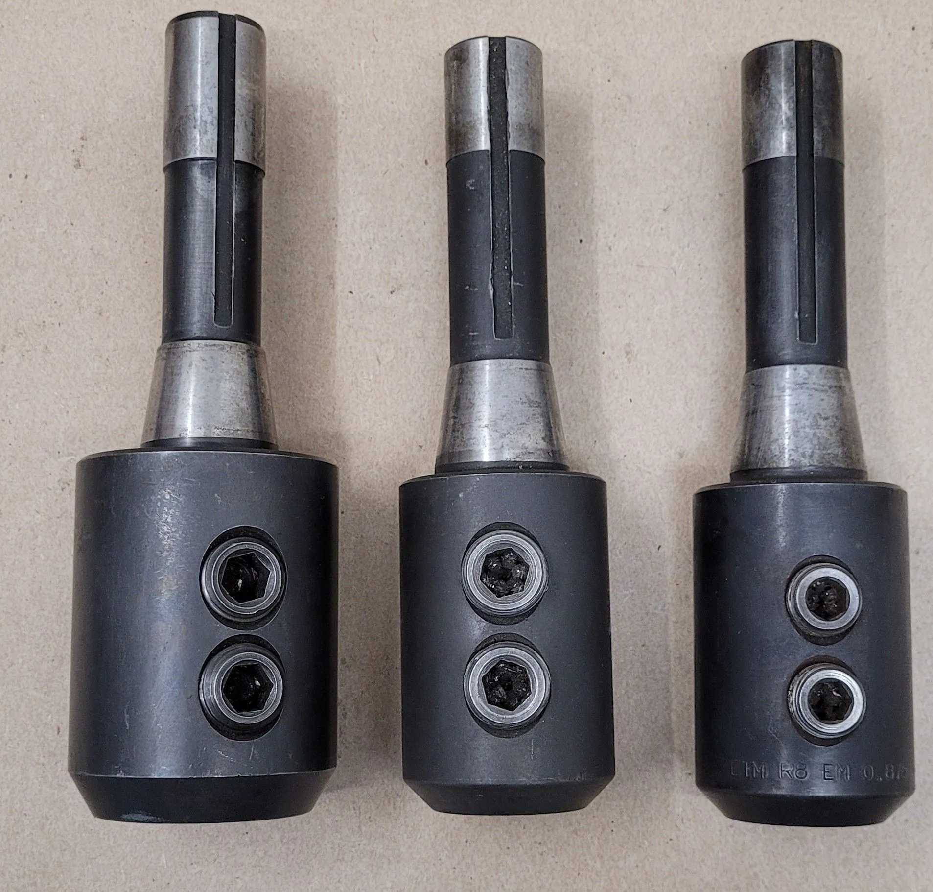 ETM R8 END MILL HOLDER SET, 3 PIECES, 1", 7/8", STANDARD R8 TAPER SHANK - MACHINE TOOLING