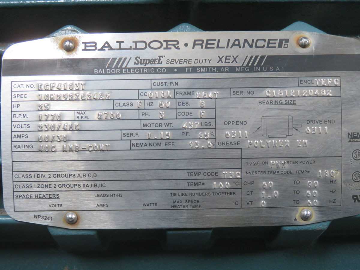 BALDOR ECP4103T AC MOTOR, 25 HP, 1775 RPM, 230/460V, 60 HZ, TEFC ENCL, NEMA DESIGN B - AC MOTOR