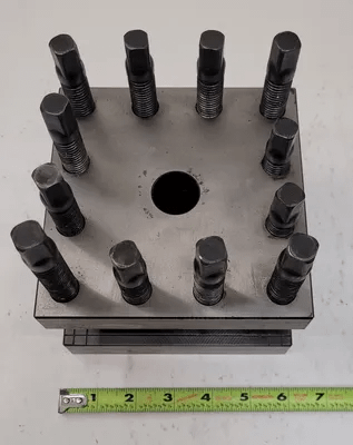 LATHE TOOL POST HOLDER BASE DIM: 4IN H X 6IN W X 6IN L, 2IN GAP, 1IN THICKNESS - MACHINE TOOLING