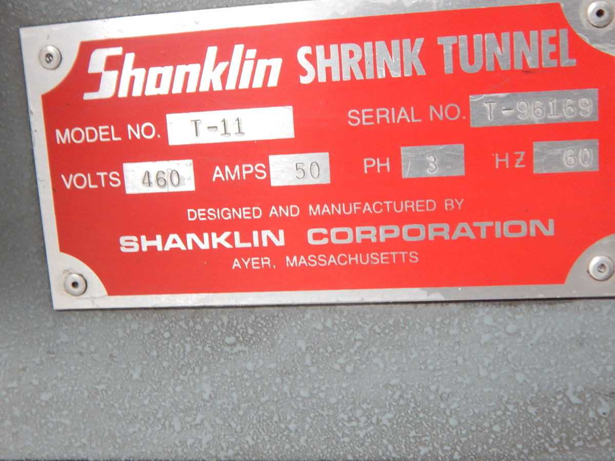 SHANKLIN T-11 HEAT SHRINK TUNNEL, 24 KW POWER, 480V, 48"W 7"H APERTURE, 260°C TEMP - PACKAGING