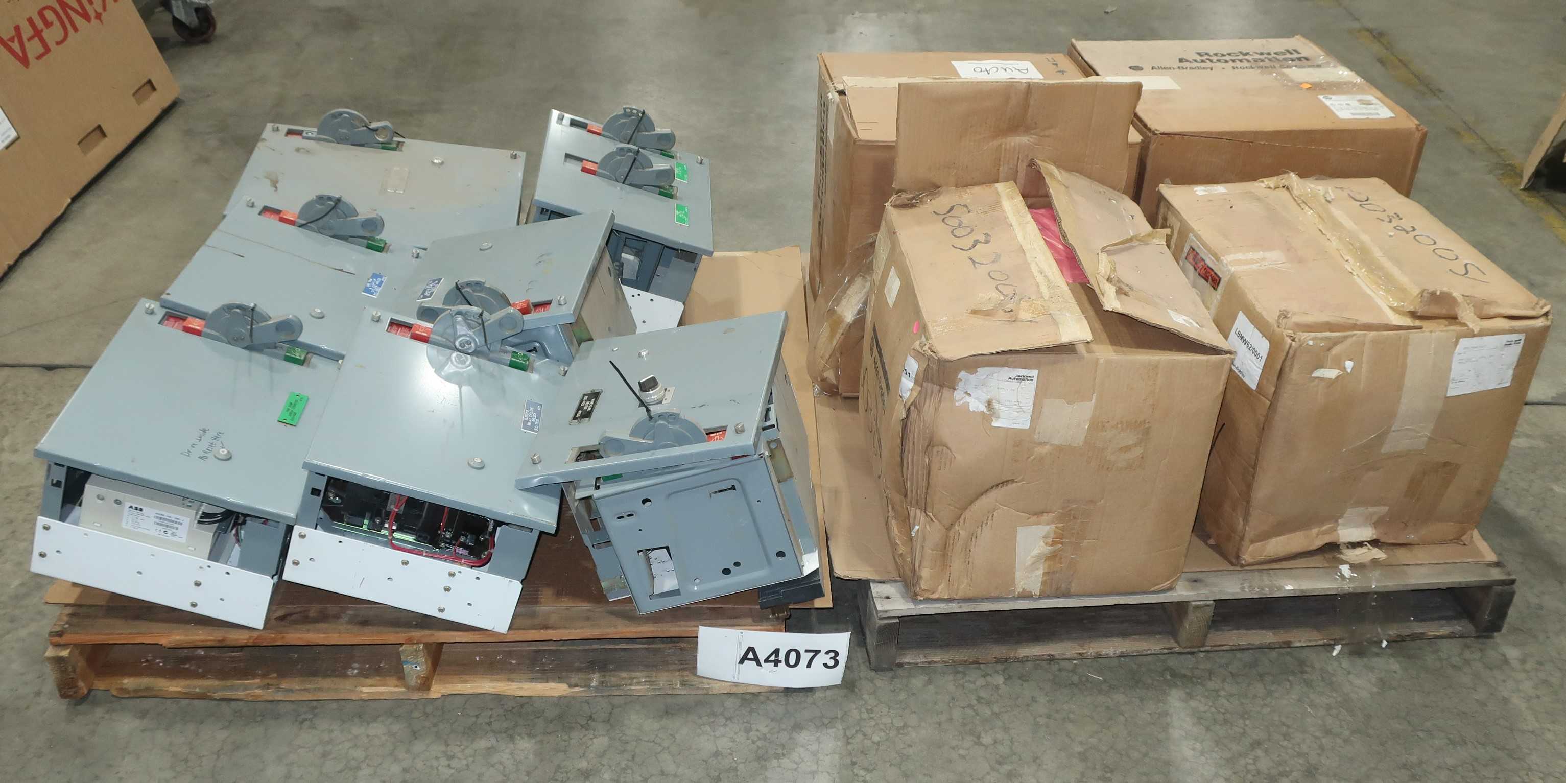 2 PALLETS OF ASSORTED MCC BUCKETS, ALLEN BRADLEY, ABB - MOTOR CONTROL CENTERS