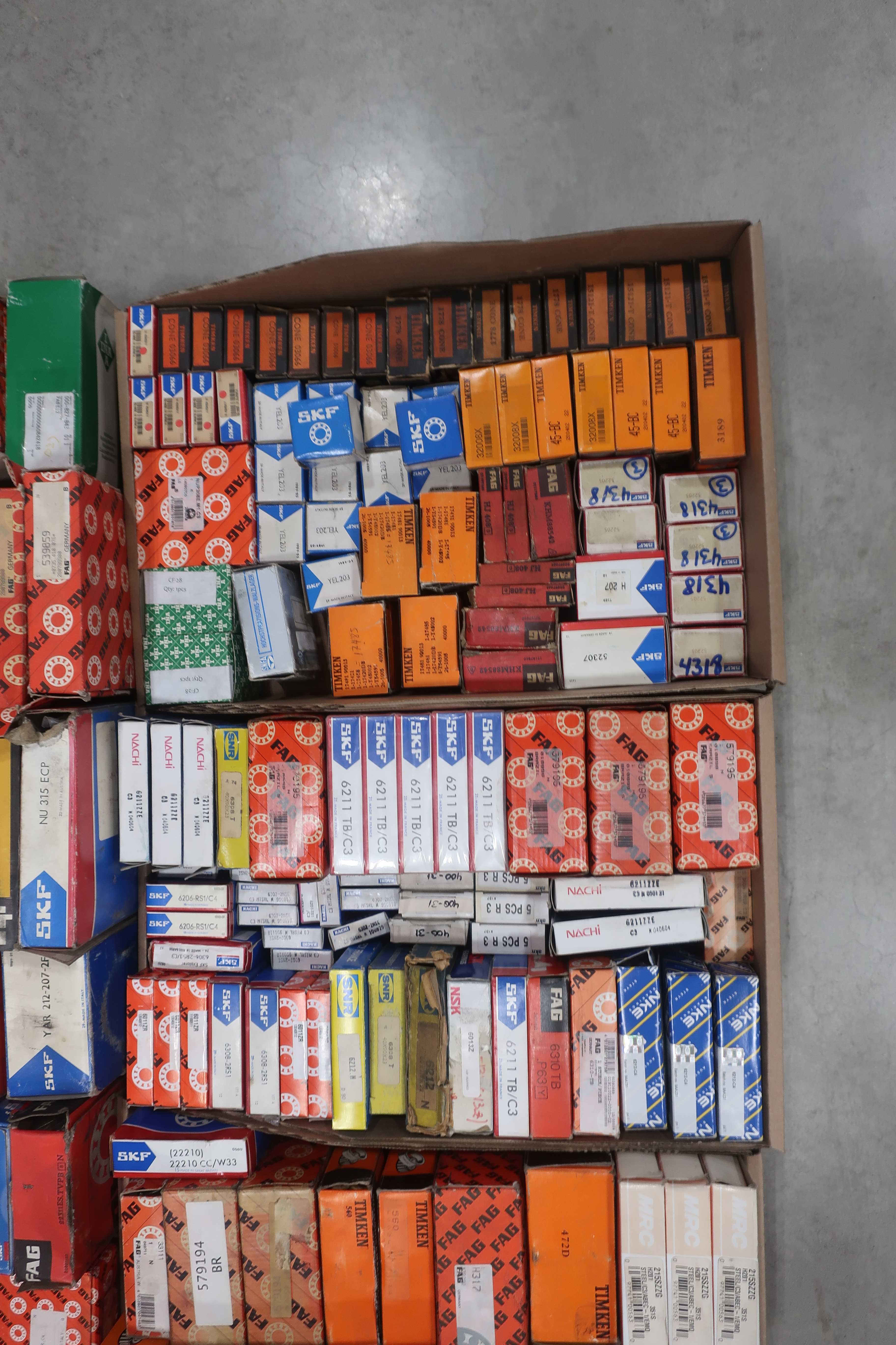 SKU 1738701 - PALLET OF ASSORTED BEARINGS, TIMKEN, FAG, INA, NKE, SNR, NSK, NACHI, SKF, RHP - BEARINGS
