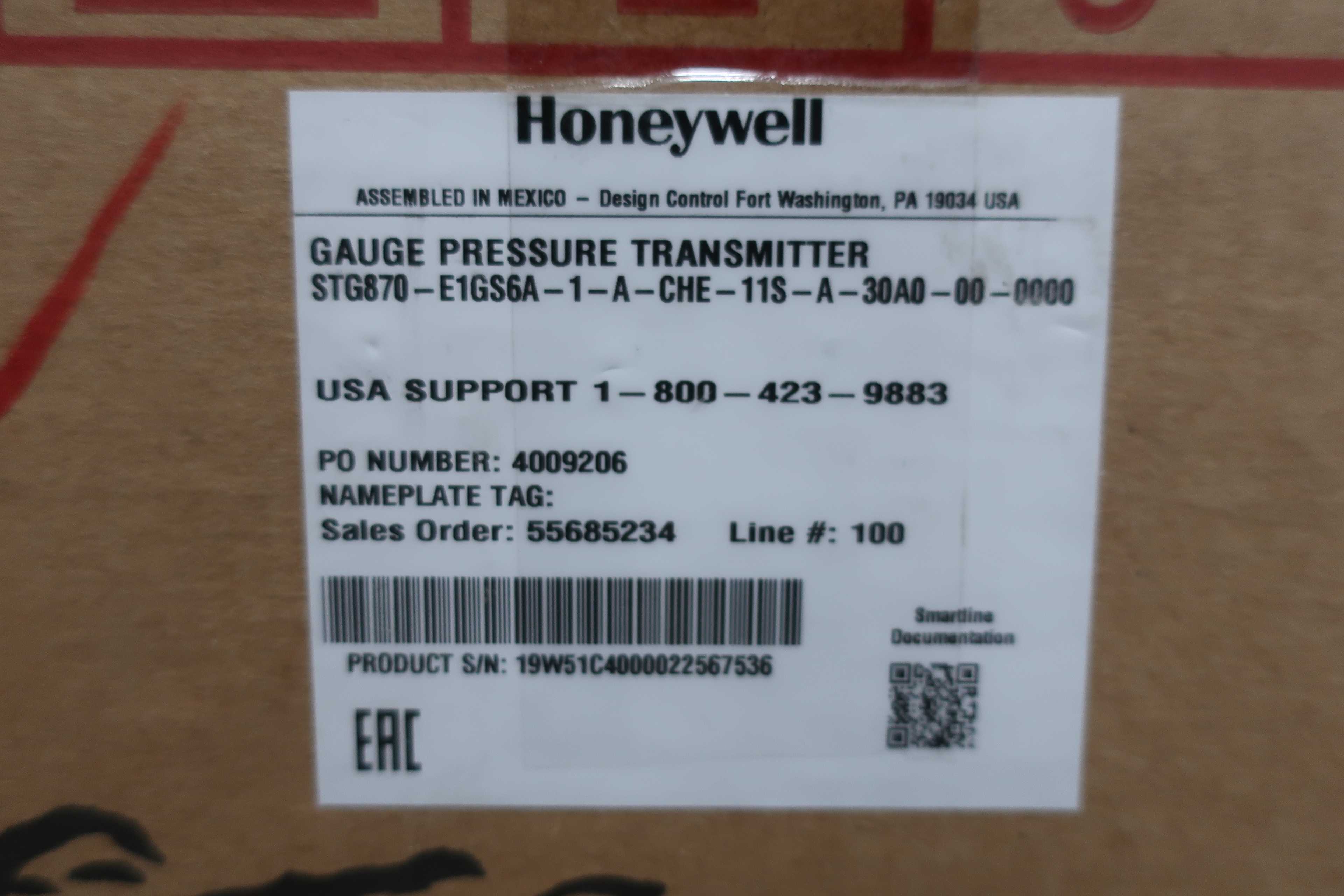 PALLET OF HONEYWELL STG870-E1GS6A-1-A-CHE-11S-A-30A0-00-0000 TRANSMITTERS - PRESSURE TRANSMITTER