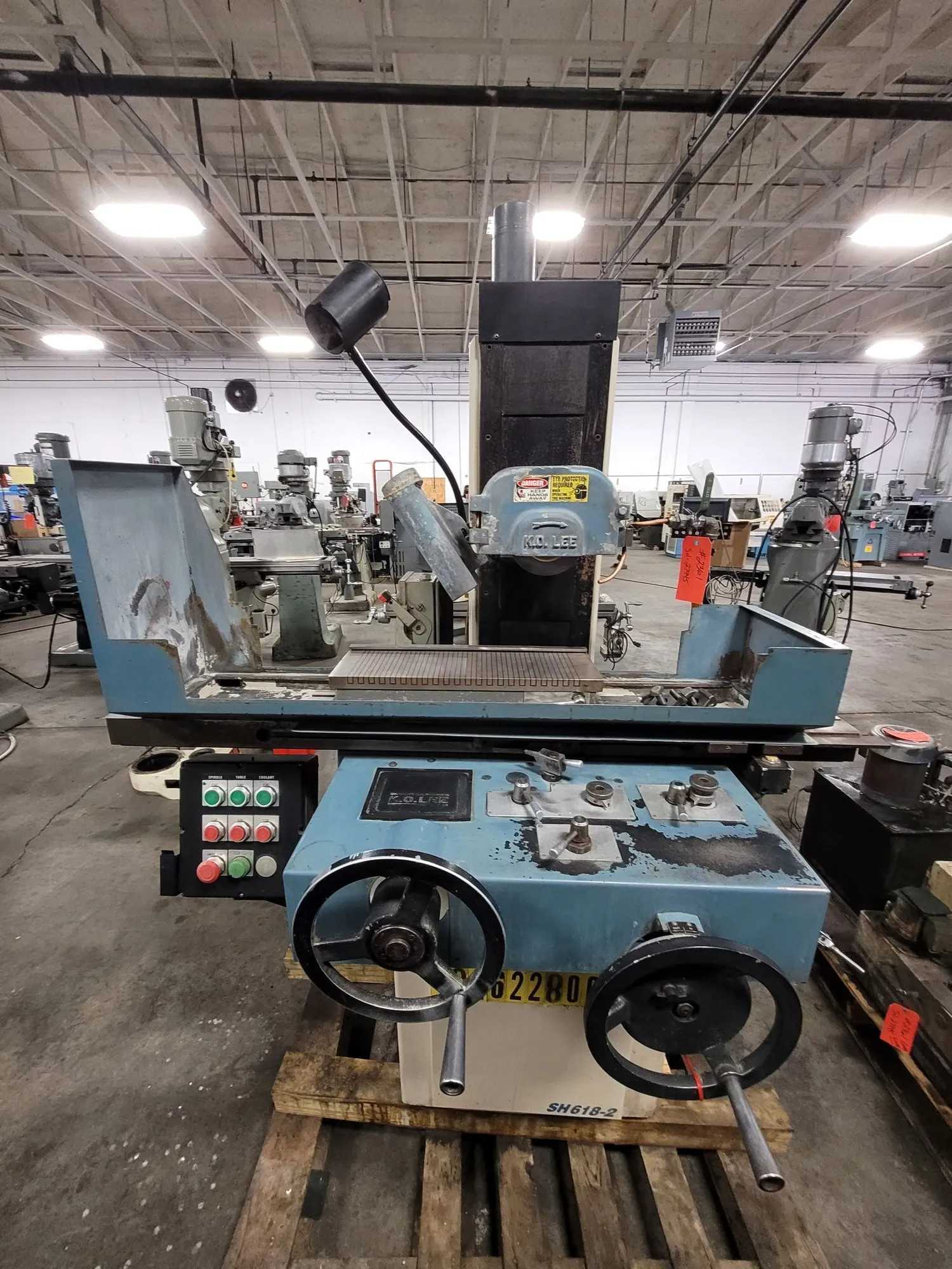 K.O. LEE SH618-2 HYDRAULIC SURFACE GRINDER, 6.25"X16" TABLE, 2 HP, 3-AXIS, MAG CHUCK - SURFACE GRINDERS
