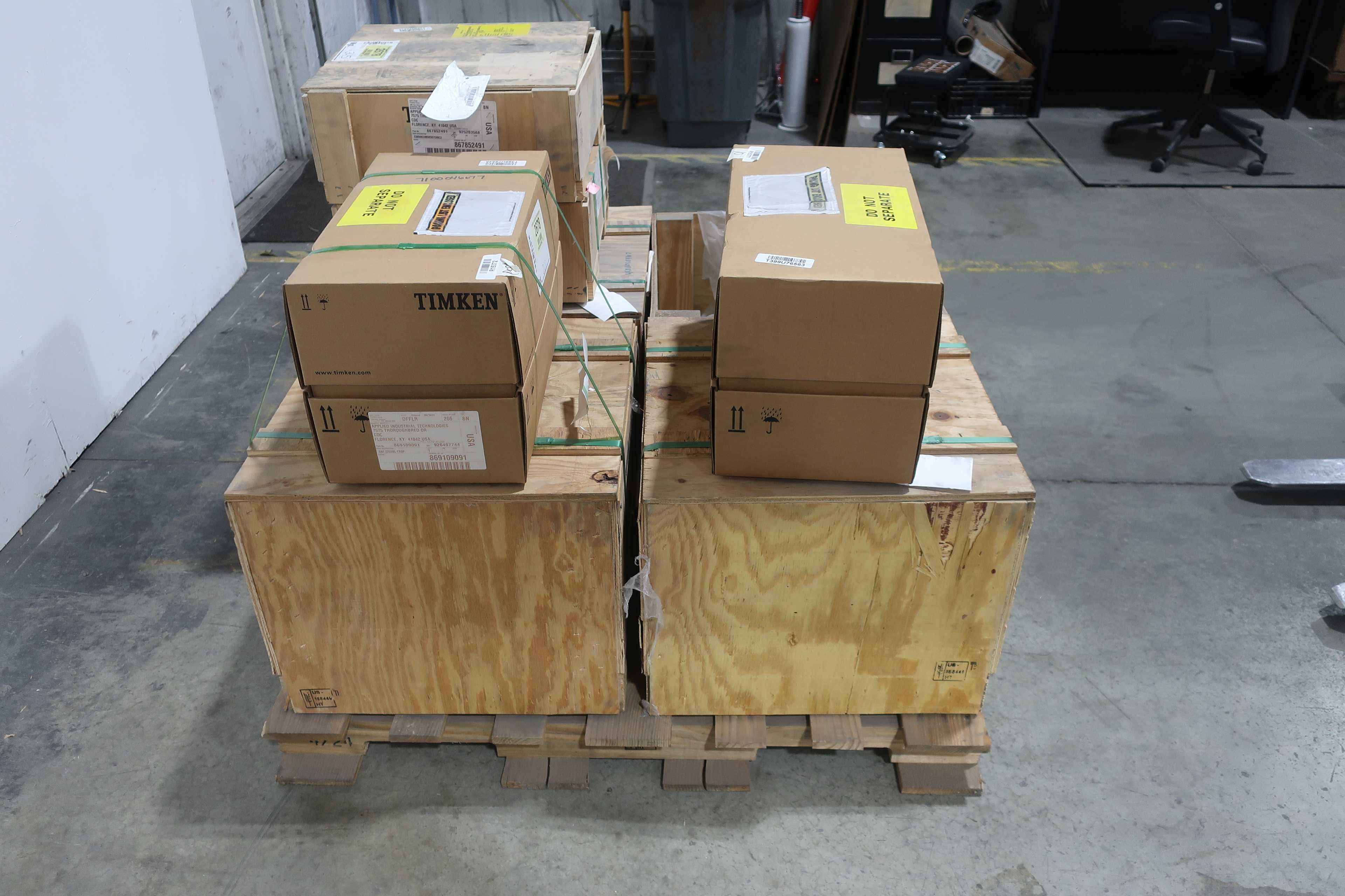 SKU 1749115 - PALLET OF ASSORTED TIMKEN ROLLER BEARINGS AND PILLOW BLOCK HOUSING - BEARINGS