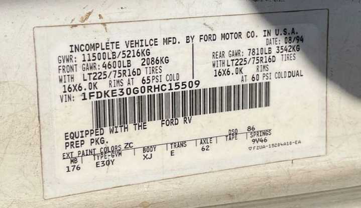 1994 FORD E-350 STRAIGHT CARGO TRUCK - BOX TRUCKS