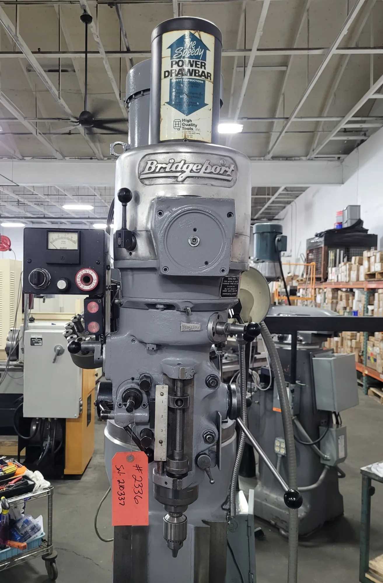BRIDGEPORT SERIES 1 VERTICAL MILL, 9X42 TABLE, 3HP, VFD, R8, 5000 RPM, DRO, POWER FEED, VISE
