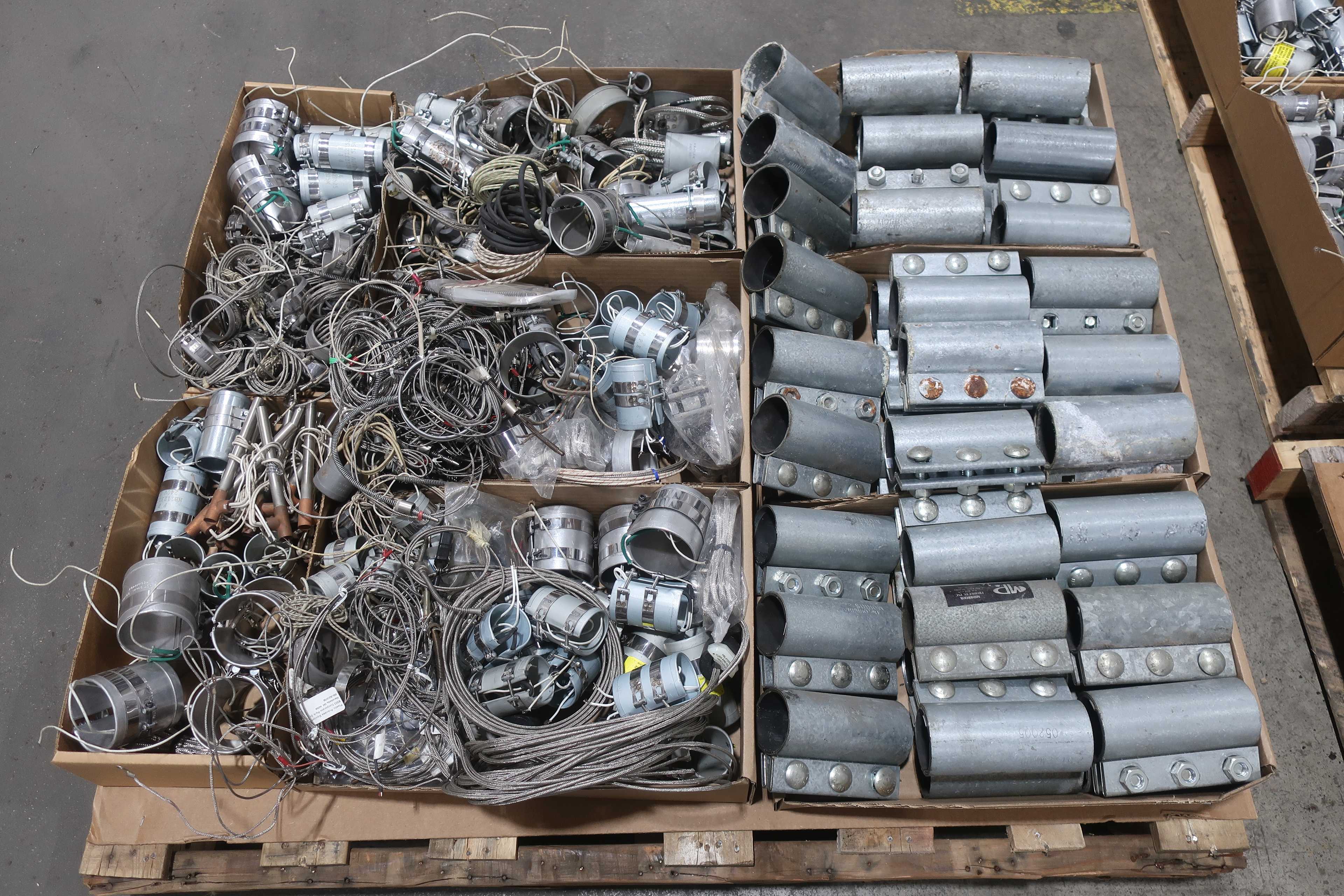 3 PALLETS OF ASSORTED PIPE HEATER CLAMPS - BAND HEATER