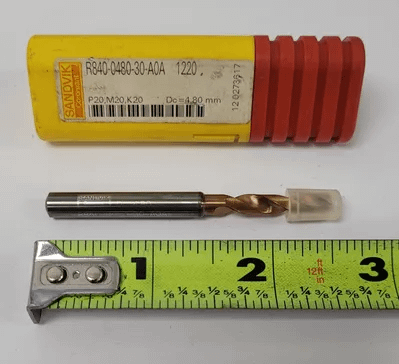 SANDVIK COROMANT R840-0480-30-A0A DRILL, DC=4.80MM, 0.189IN CUTTING DIAMETER - MACHINE TOOLING