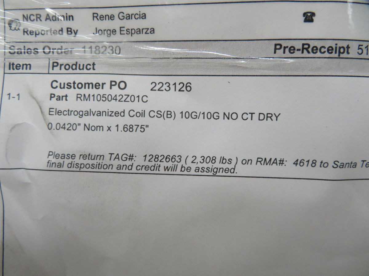 LOT OF 8 RM105042Z01C ELECTROGALVANIZED COIL - METAL FABRICATION EQUIPMENT