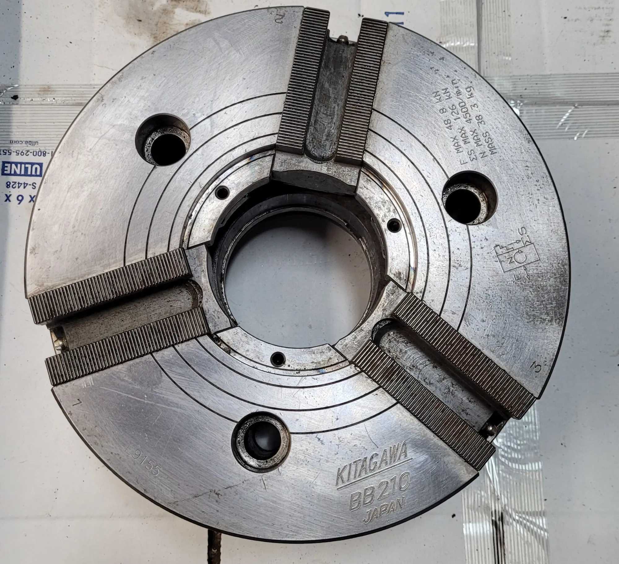 KITAGAWA BB210 - 10IN - 3 JAW HYDRAULIC CHUCK - MAX SPEED 4500RPM - MACHINE TOOLING