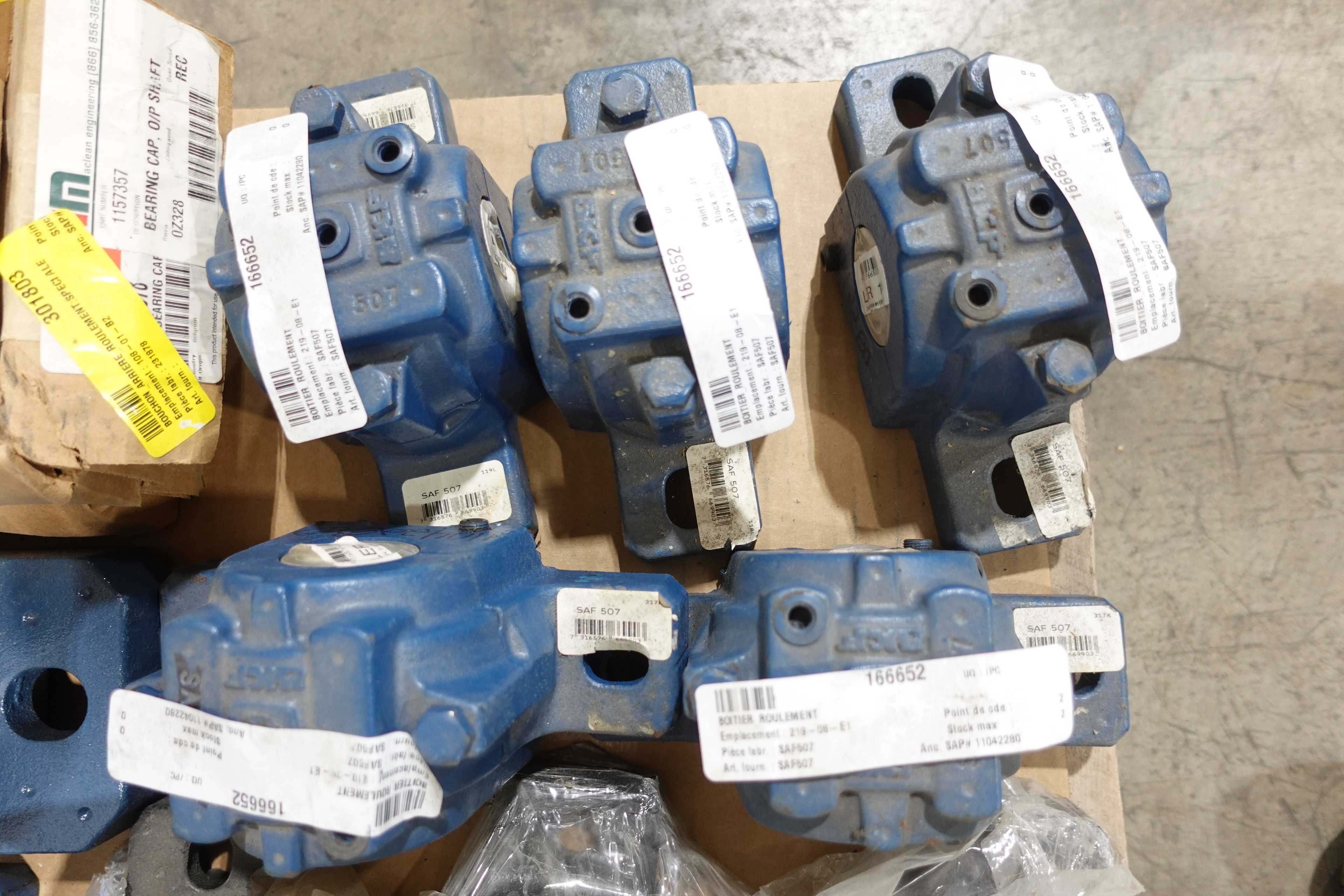 PALLET OF ASSORTED SPLITCASE PILLOW BLOCK BEARING HOUSINGS, SKF, FAG, DODGE, ROYERSFORD - PILLOW BLOCK BEARING