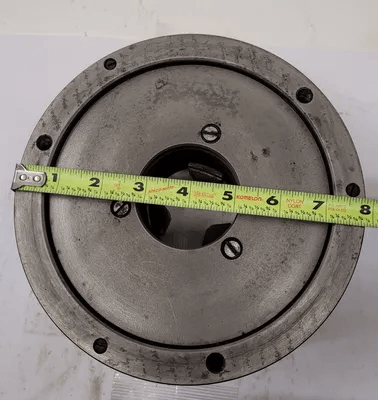 BUCK LATHE CHUCK, 8" OVERALL DIAMETER, 3 JAW, 2-1/4" CENTER HOLE - MACHINE TOOLING
