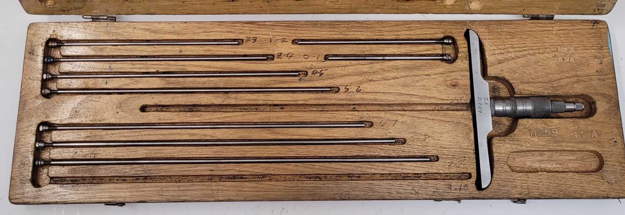 SCHERR TUMICO DEPTH GAUGE - MICROMETER 5" BASE 0-10" - MACHINE TOOLING