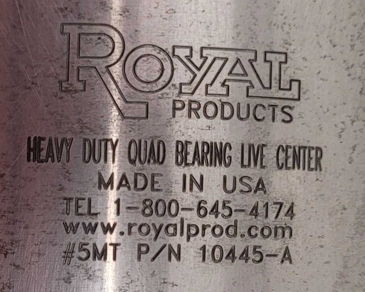 ROYAL HEAVY DUTY QUAD BEARING LIVE CENTER 10445-A #5 MT STANDARD POINT - MACHINE TOOLING