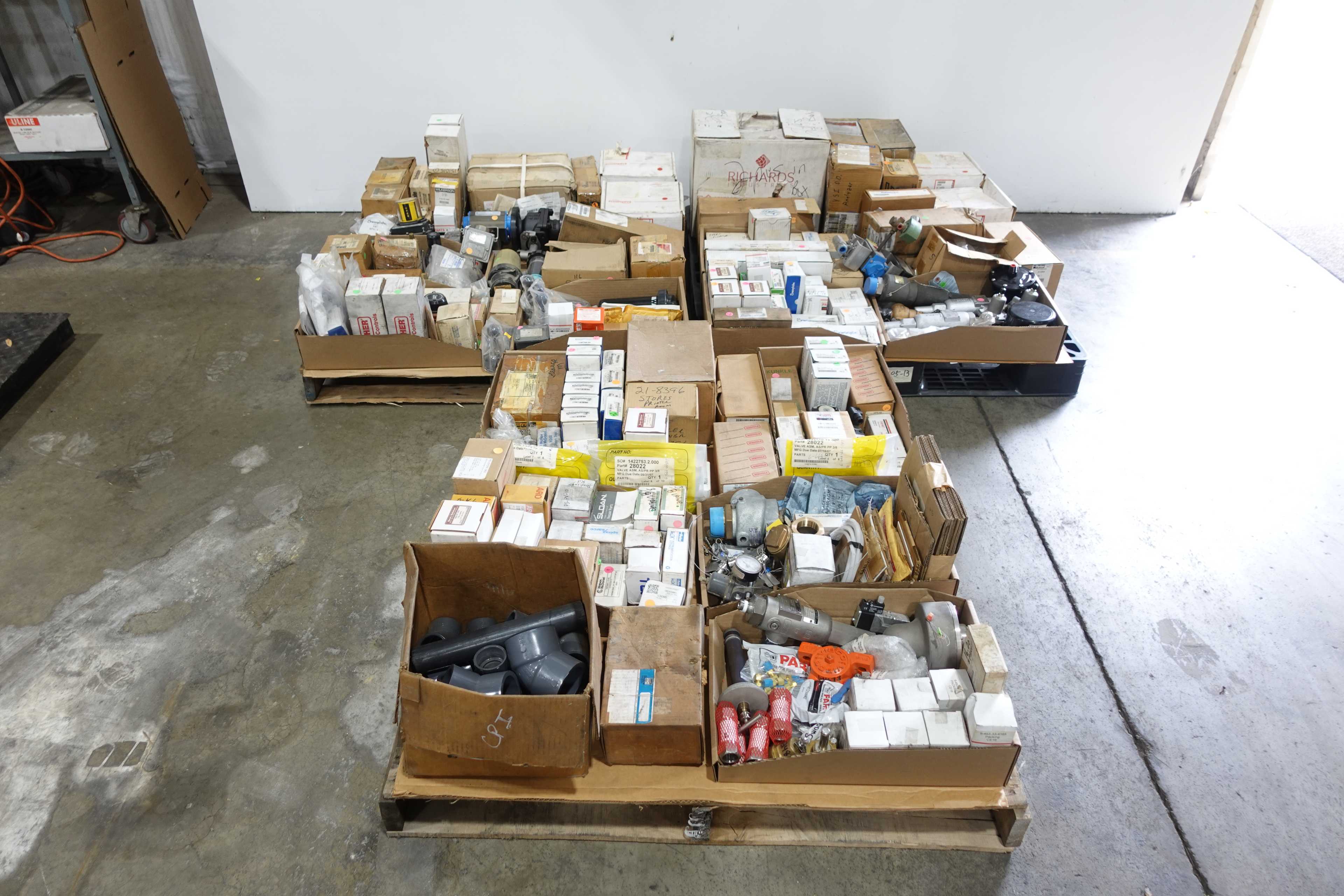 3 PALLETS OF ASSORTED VALVES AND VALVE PARTS - VALVES