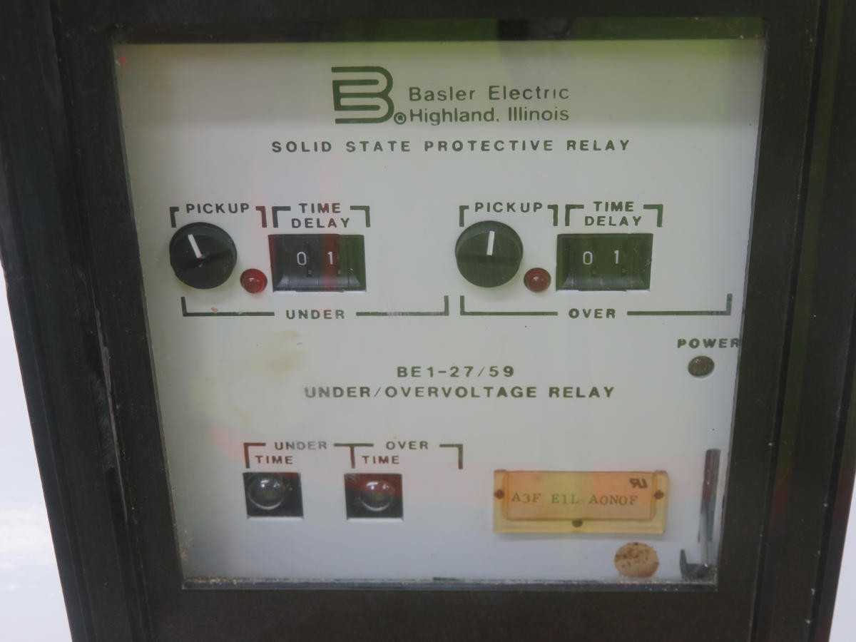 BASLER BE1-27/59 RELAYS, 24 VDC POWER, 50/60 HZ FREQ, 0.1-10S DELAY, 10A, 250VAC/30VDC CONTACTS - SOLID STATE RELAY