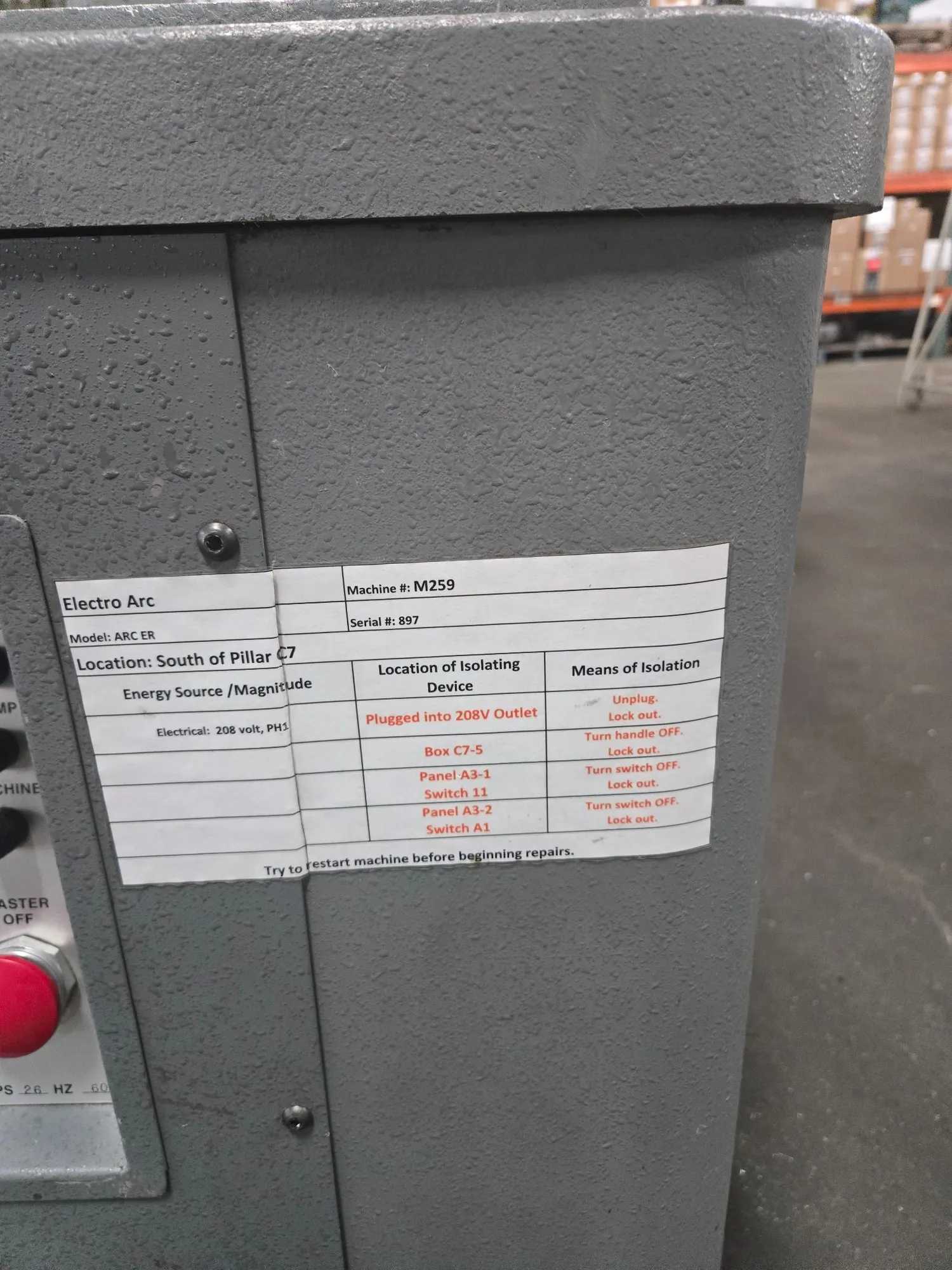 ELECTRO-ARC 25A/2SA TAP DISINTEGRATOR, 10 KVA, 220V/1PH, 26A, 60HZ, 18"X26" TABLE - EDM MACHINES