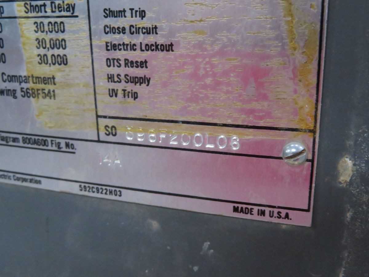 WESTINGHOUSE DS-206 CB, 3-POLE, 800A CURRENT, 600VAC VOLTAGE, 35KAIC IC - CIRCUIT BREAKERS