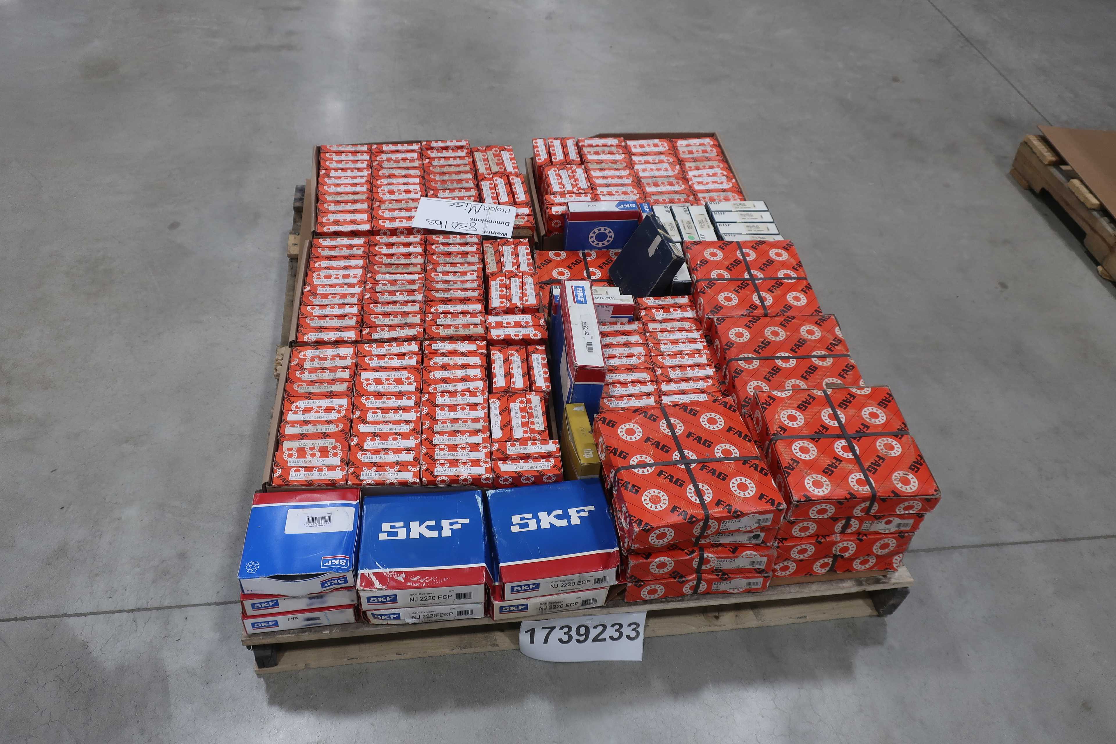 SKU 1739233 - PALLET OF ASSORTED BEARINGS, FAG, SKF, RHP