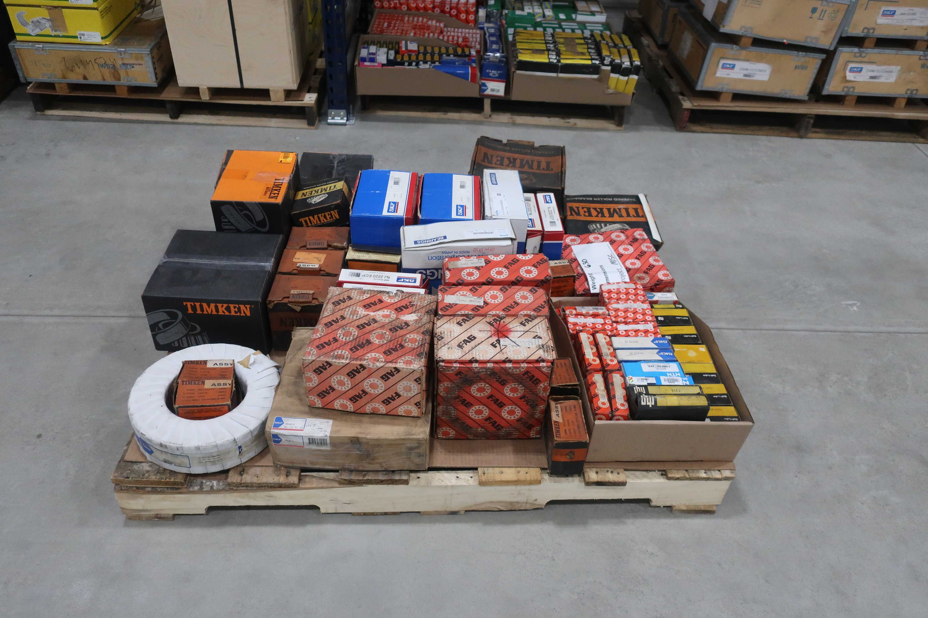 SKU 1738303 - PALLET OF ASSORTED ROLLER BEARINGS, TIMKEN, FAG, SKF, NTN, RHP - BEARINGS